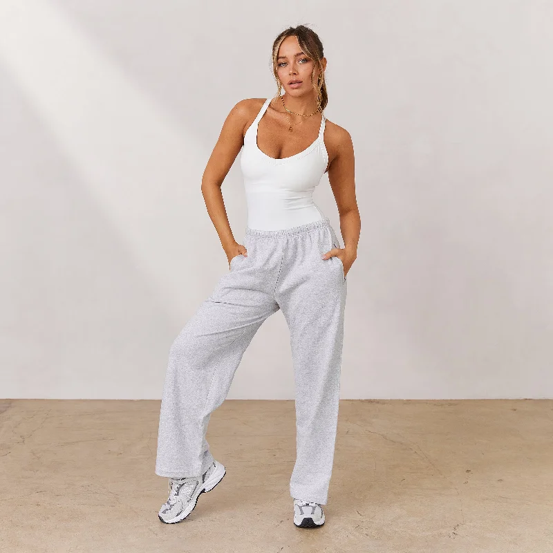 Yoga Pants for Building Strength and Flexibility -Varsity Straight Leg Joggers - Frost Melange