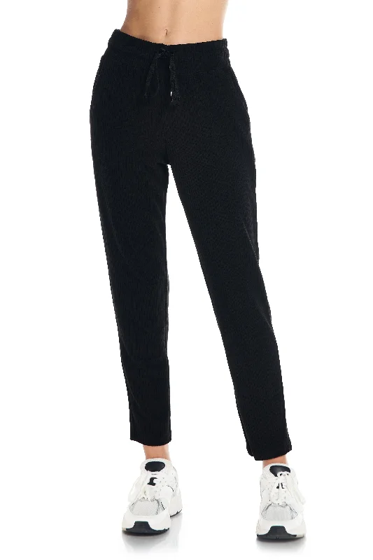 Yoga Pants for Supportive Workouts -Velour Ribbed Lounge Trouser Jogger