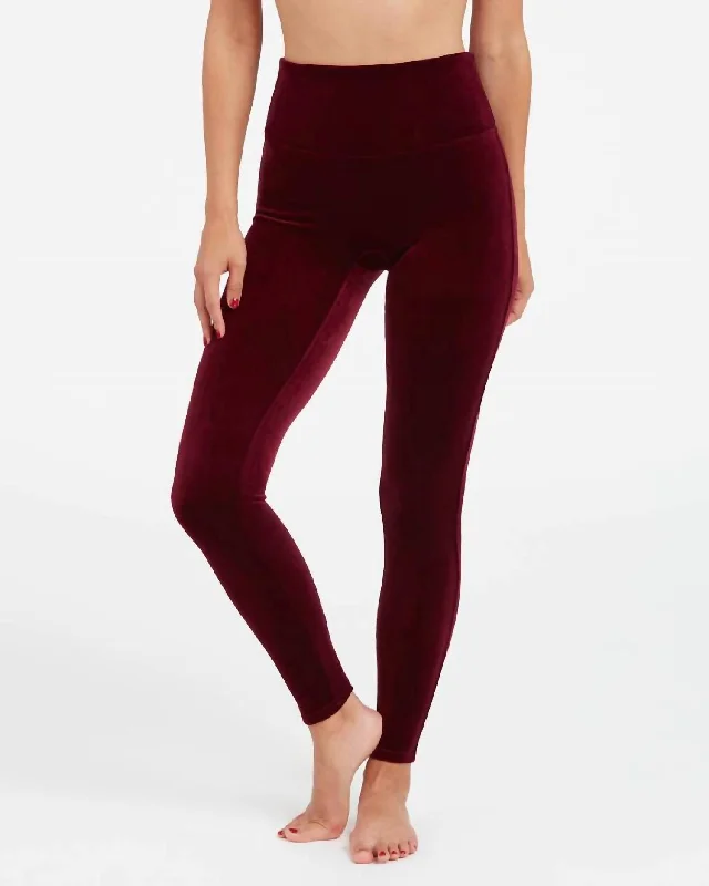 Yoga Shorts for Hot Weather Workouts -Velvet Legging In Burgundy