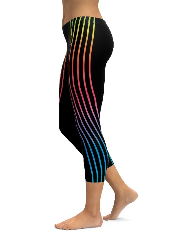 Yoga Pants for Everyday Flexibility -Vertical Neon Stripes Capris