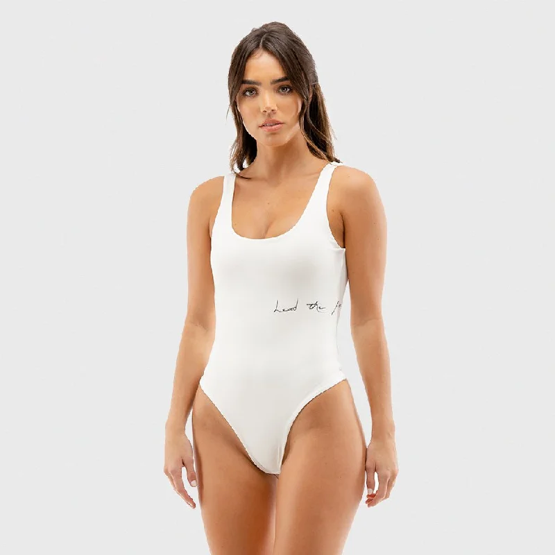 Yoga Tops with Adjustable Straps for Custom Fit -Vibe Bodysuit - White