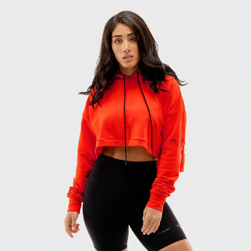 Yoga Tops for Better Posture and Comfort -Vibe Crop Hoodie - Orange
