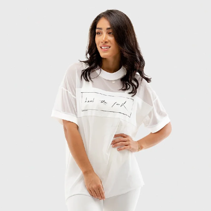 Women's Yoga Tops for Active and Casual Wear -Vibe Mesh Tee - White