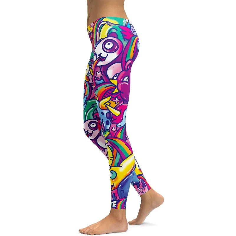 Long Yoga Pants for Women -Vibrant Puking Animal Leggings
