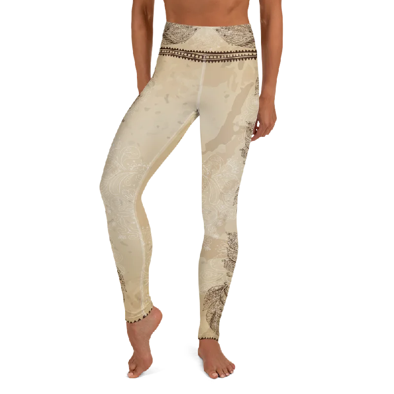 Stylish Yoga Pants with Pockets -Vidya (Brown) High Waist Womens Yoga Leggings