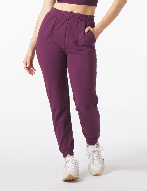 Breathable Compression Yoga Pants -Vintage Oversized Jogger: Mulberry
