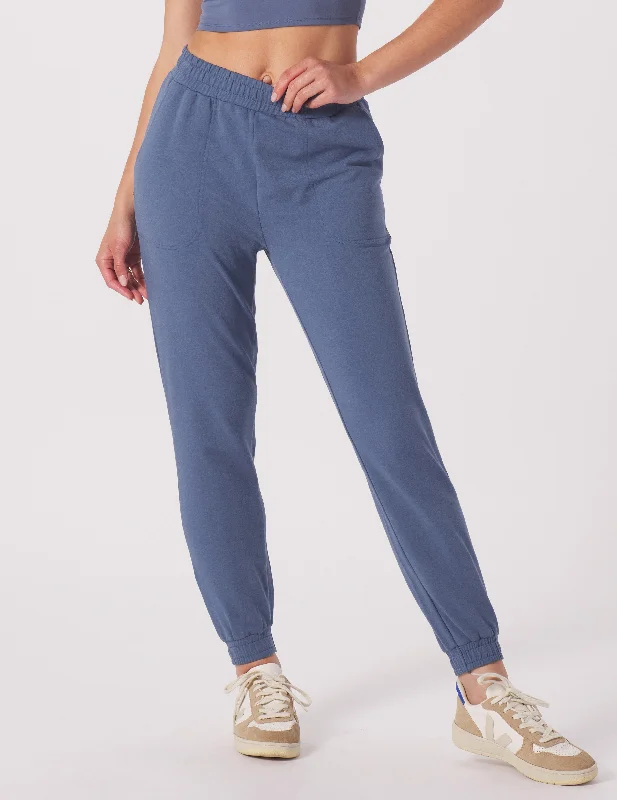 Soft Stretch Yoga Pants -Vintage Oversized Jogger: Washed Blue
