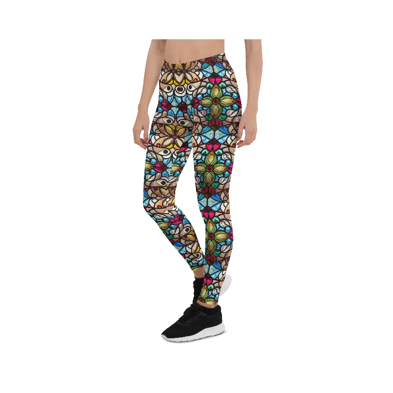 Sports Yoga Pants -Vintage Stained Glass Leggings