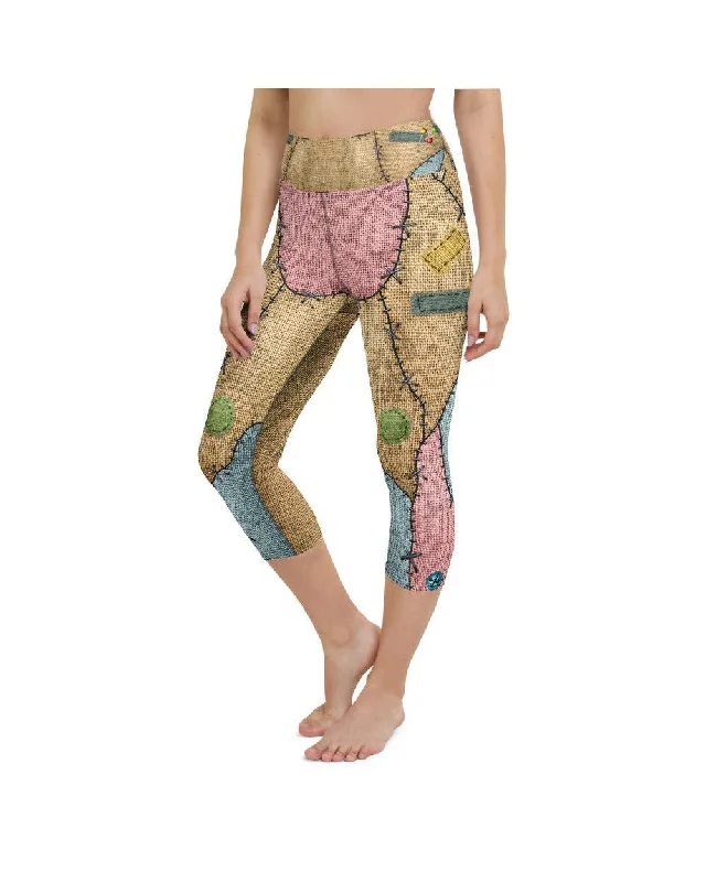 Soft Yoga Pants for Relaxation -Voodoo Doll Patch Yoga Capris