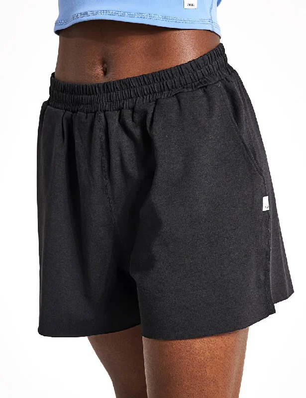 Lightweight Yoga Shorts for Comfortable Movement -Boyfriend Short - Black Heather