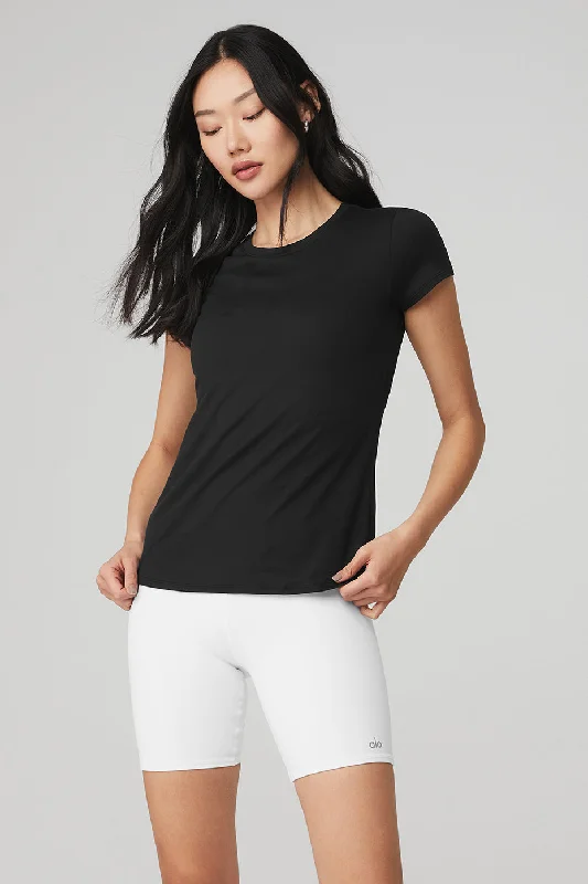 Yoga Tops for Stretch and Flexibility -Alosoft Finesse Tee - Black