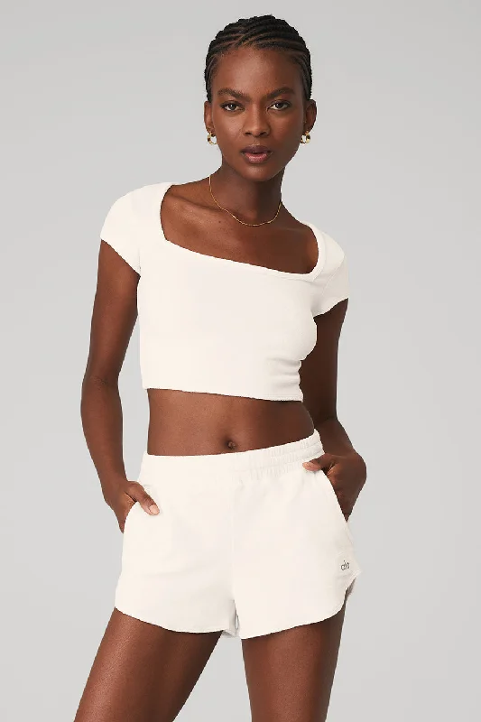 Yoga Tops for Performance and Comfort -Terry Beachside Short Sleeve - Ivory