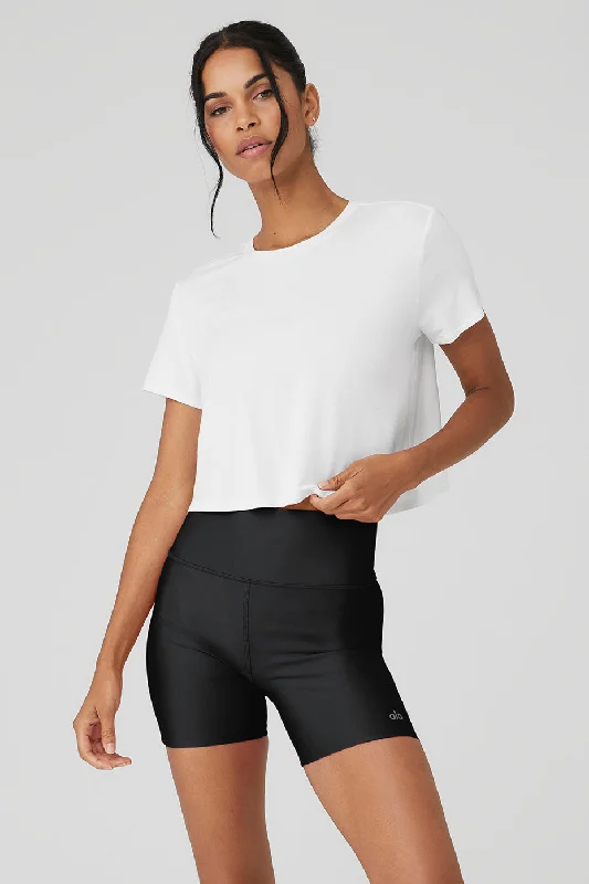 Yoga Tops with Athletic Fit -Cropped All Day Short Sleeve - White