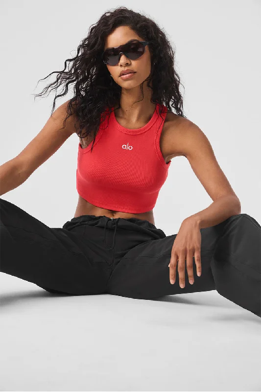 Yoga Tops for Better Support and Stretch -Aspire Tank - Red Hot Summer/White