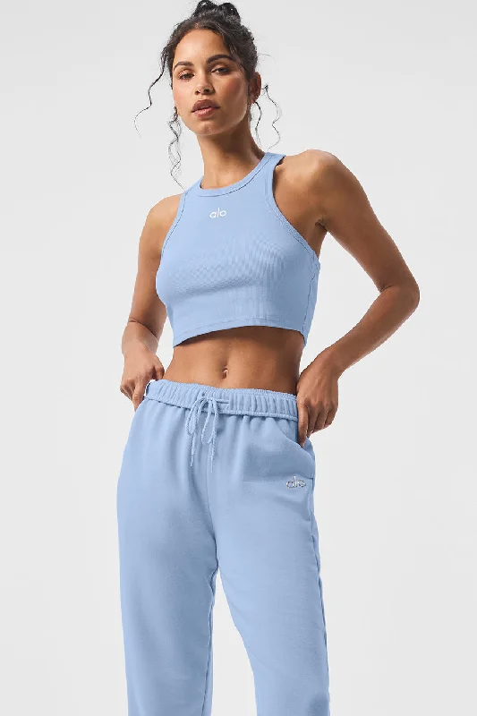 Comfortable Yoga Tops for Fitness -Aspire Tank - Seashell Blue/White