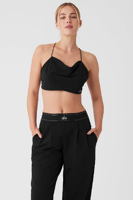Long Sleeve Yoga Tops for Cold Weather -Cropped Megastar Tank - Black