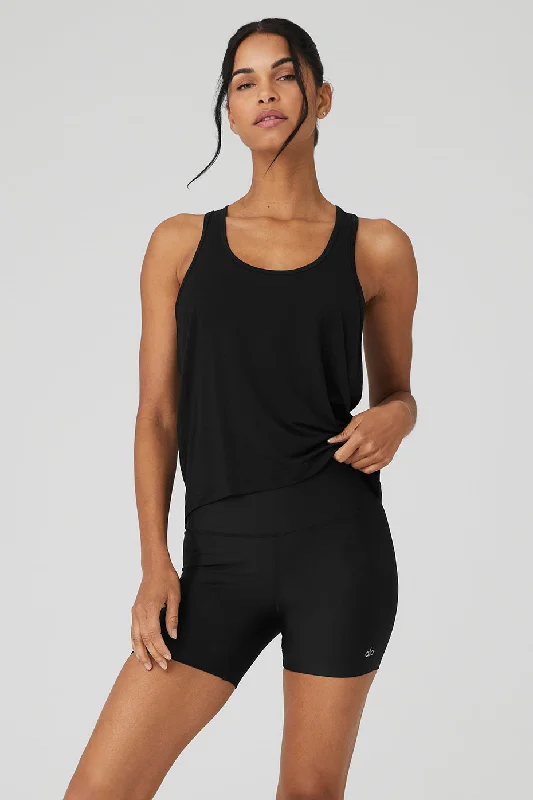 Loose Yoga Tops for Breathability -All Day Tank - Black