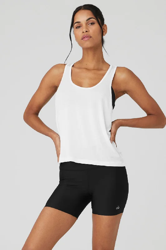 Women's Yoga Tops for Comfort and Flexibility -All Day Tank - White