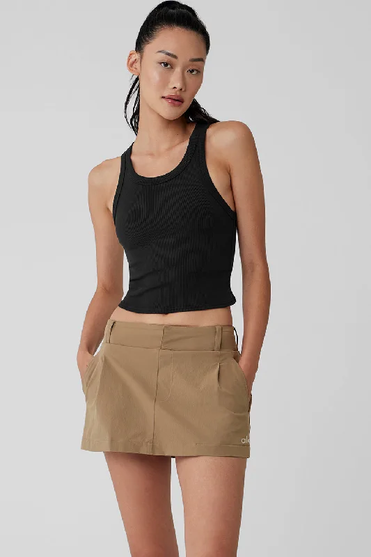 Yoga Tops with Built-In Support Bra -Goddess Ribbed Go-To Tank - Black