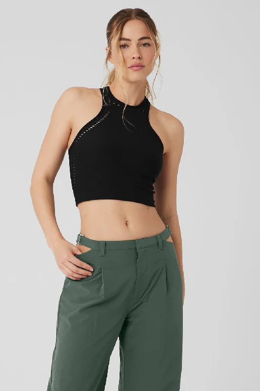 Yoga Tops with Relaxed Fit for Movement -Seamless Open Air Racerback Tank - Black
