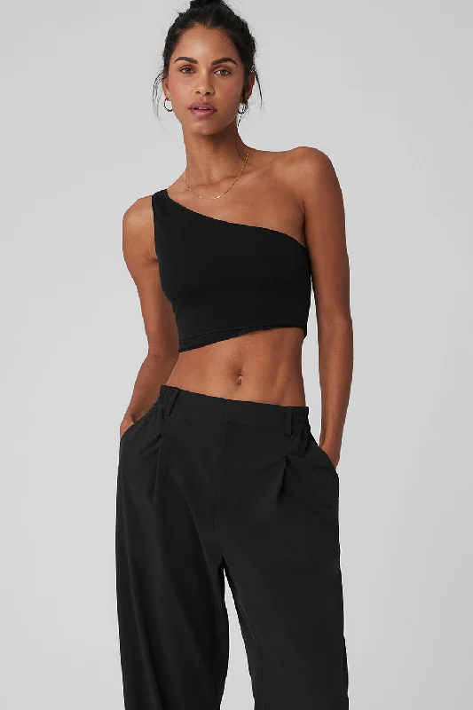 Yoga Tops with Built-In Bras -Mesh Sheer Illusion Tank - Black