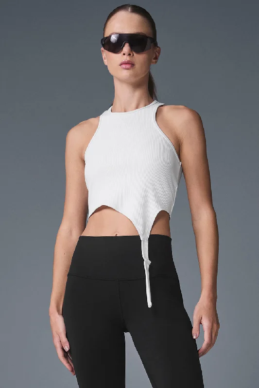 Lightweight Yoga Tops for Summer -Alosoft Ribbed Revelation Tank - White