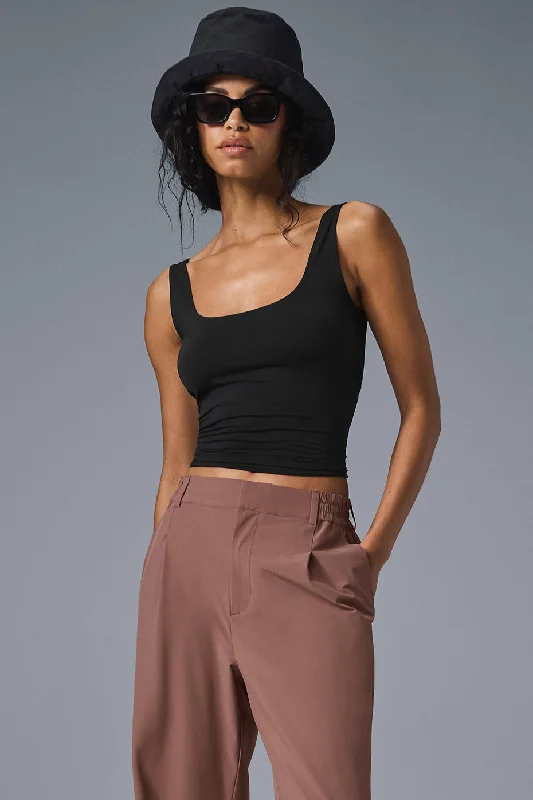 Best Yoga Tops for Comfort -Sheer Glow Tank - Black