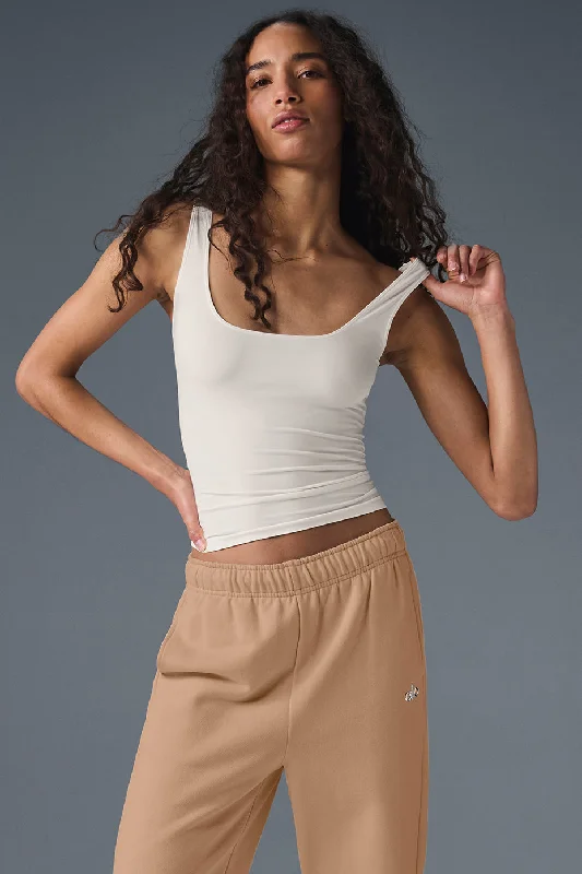 Comfortable and Stylish Yoga Tops -Sheer Glow Tank - Ivory
