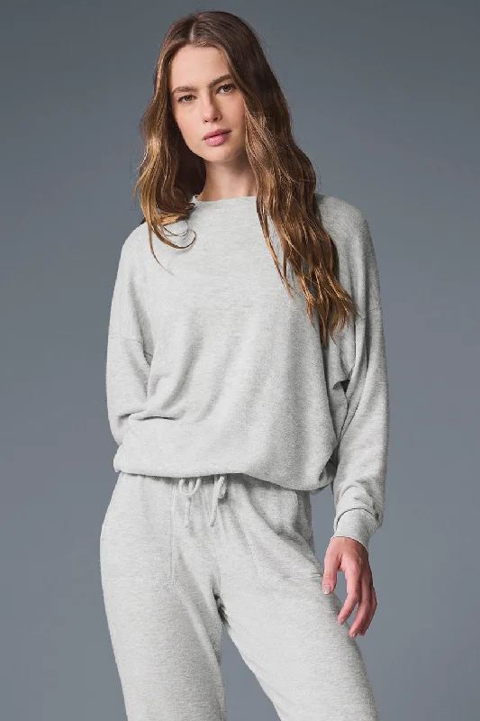 Comfortable Yoga Tops for All Workouts -Soho Pullover - Athletic Heather Grey