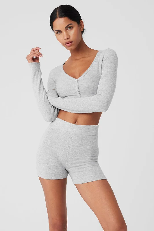 Comfortable Yoga Tops for High-Intensity Workouts -Alolux Cropped Me Time Cardigan - Athletic Heather Grey Comfortable Yoga Tops for High-Intensity Workouts -Alolux Cropped Me Time Cardigan - Athletic Heather Grey