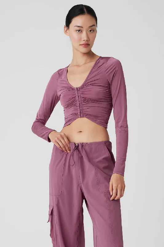 Yoga Tops with Relaxed Fit for Movement -Standout Long Sleeve - Soft Mulberry