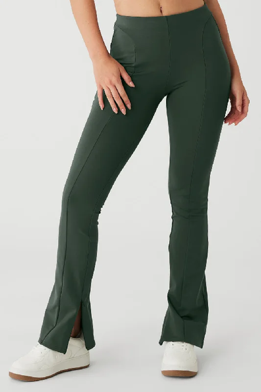 Yoga Pants for Comfort and Support -High-Waist Zip It Flare Legging - Dark Cactus