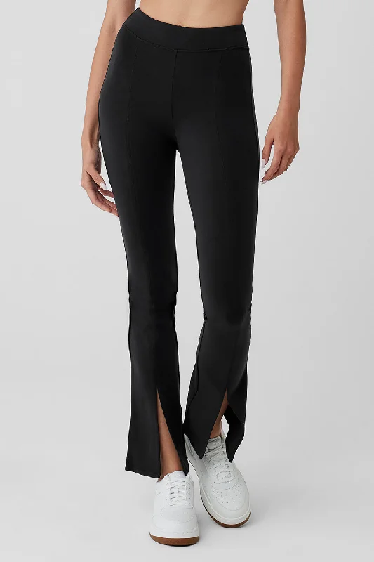 Tight Fit Yoga Pants -Airbrush 7/8 High Waist Flutter Legging - Black