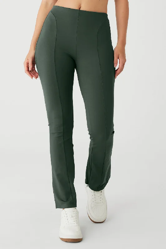 Best Yoga Pants for Flexibility -High-Waist 7/8 Zip It Flare Legging - Dark Cactus