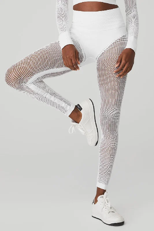 Breathable Yoga Pants for Comfort -Seamless High-Waist 7/8 Limitless Open Air Legging - White Breathable Yoga Pants for Comfort -Seamless High-Waist 7/8 Limitless Open Air Legging - White