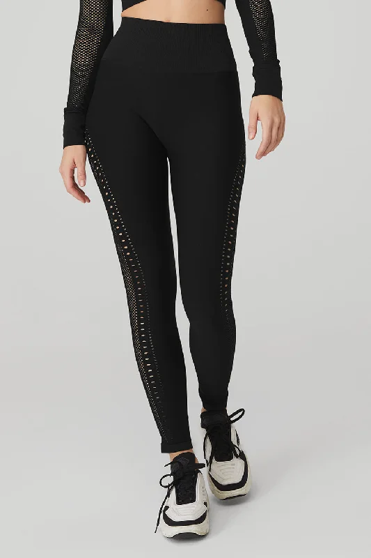 Yoga Pants for Beginners -Seamless High-Waist 7/8 Open Air Legging - Black
