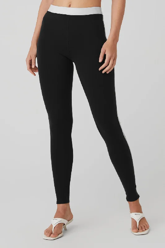 Yoga Pants with Pockets -Airbrush High-Waist Streamlined Legging - Black/White