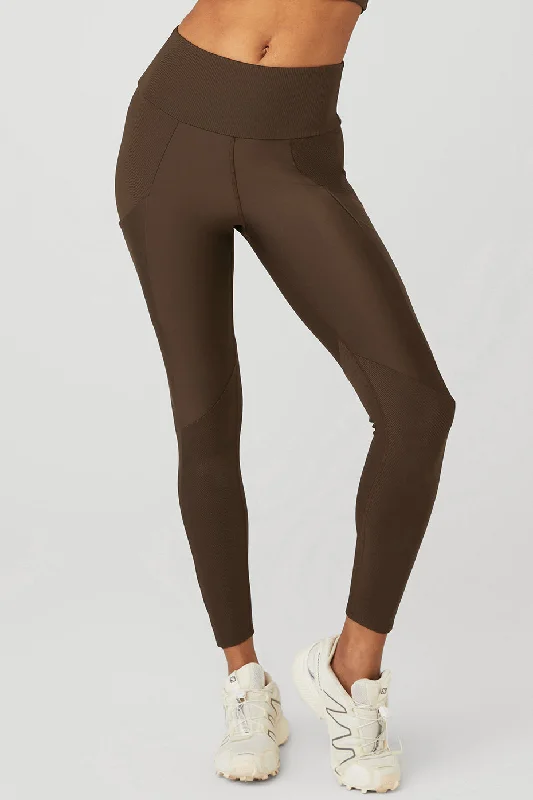 Premium Yoga Pants for Women -Ribbed Airlift High-Waist 7/8 Enchanted Legging - Espresso