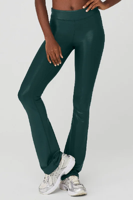 Stylish Yoga Pants -Super Shine Low-Rise Bootcut Legging - Midnight Green