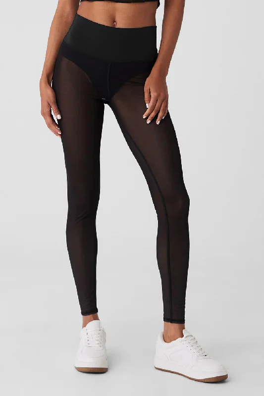 Yoga Pants for Relaxing -Airlift Mesh High-Waist Track Star Legging - Black
