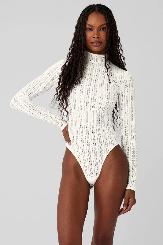 Yoga Tops for Flexibility and Balance -Euphoria Long Sleeve Bodysuit - Ivory