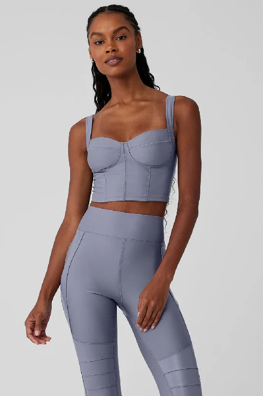 Women's Yoga Tops for Soft Comfort -Airlift Winter Warm Cropped Supermoto Tank - Fog