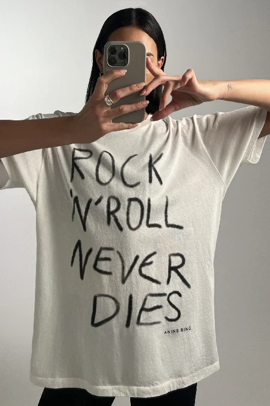 Comfortable Yoga Tops with Stylish Designs -Walker Tee Rock N Roll - Ivory