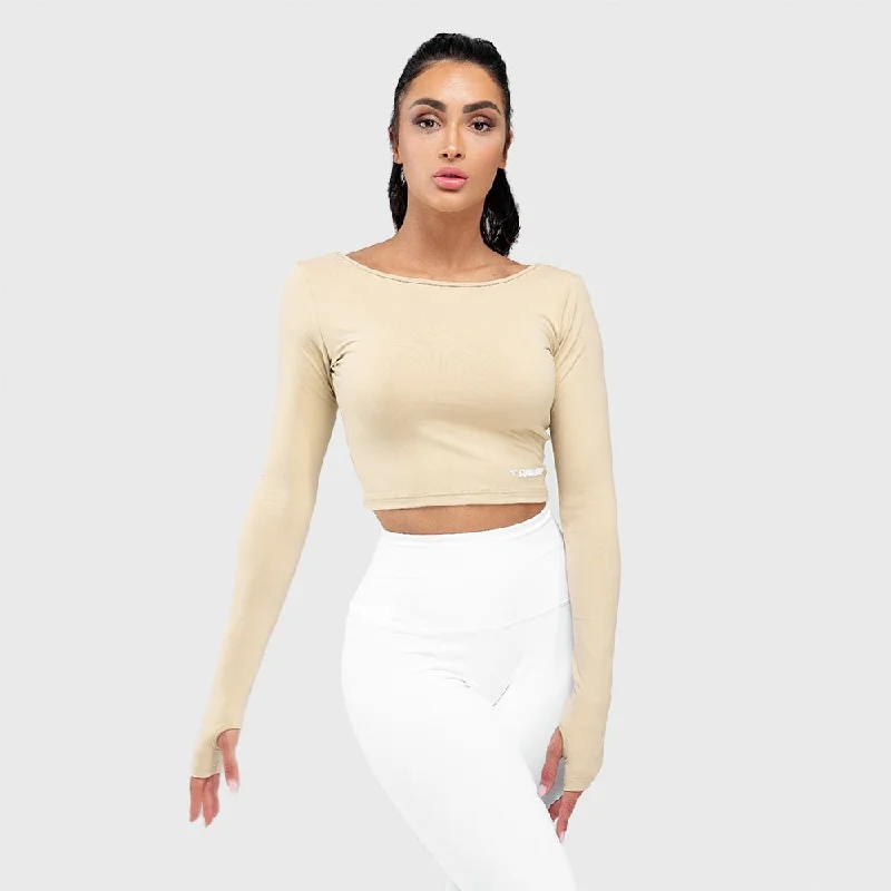 Yoga Tops for Daily Wear and Practice -Warrior Crop Tee - Beige