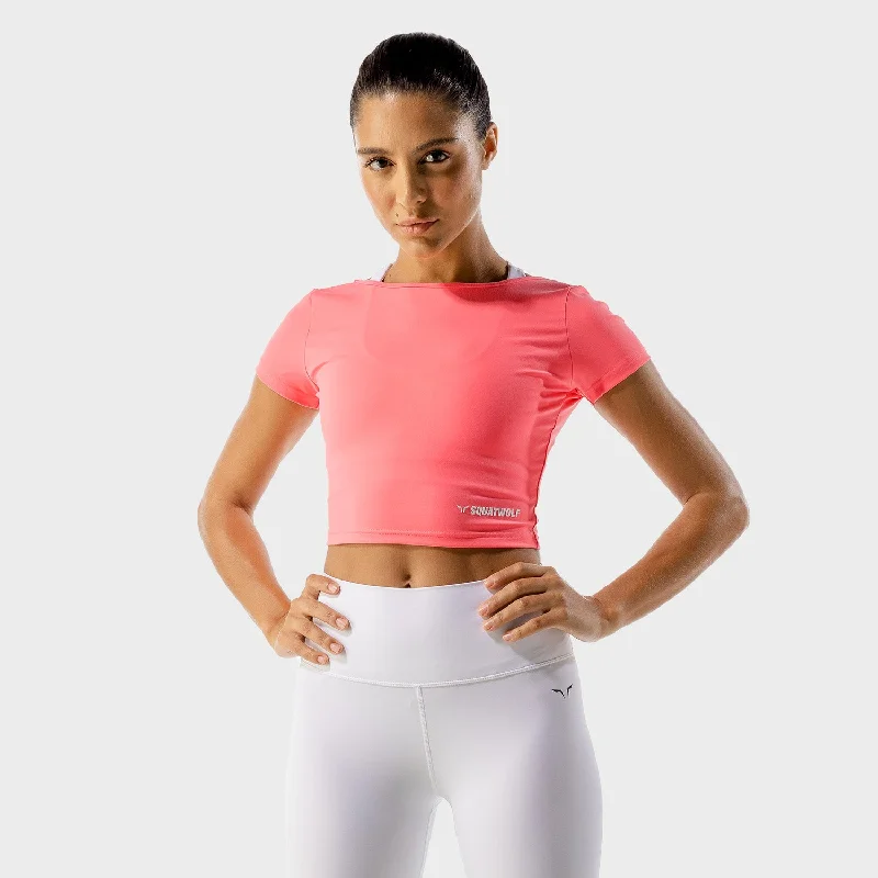 Stylish Yoga Tops for Flexibility and Comfort -Warrior Crop Tee - Half Sleeves - Sherbert Stylish Yoga Tops for Flexibility and Comfort -Warrior Crop Tee - Half Sleeves - Sherbert