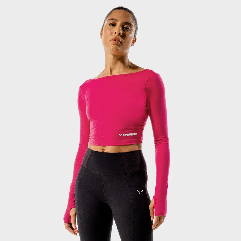 Women's Yoga Tops for Comfortable Movement -Warrior Crop Tee - Magenta