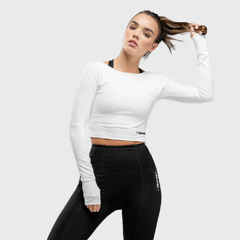 Women's Yoga Tops for Everyday Fitness -Warrior Crop Tee - White