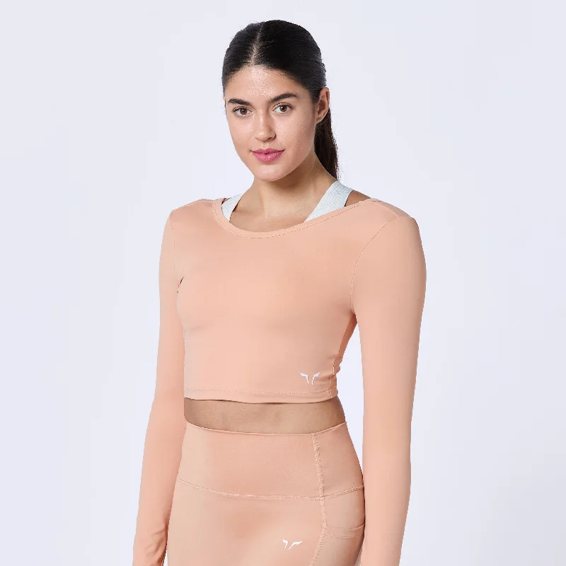 Stylish Yoga Tops for Athleisure Wear -Warrior Crop Top 2.0 - Maple Sugar