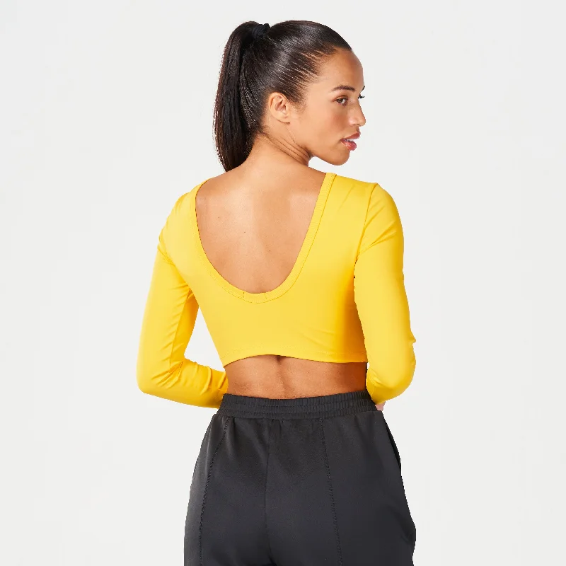 Cotton Yoga Tops for Comfort -Warrior Crop Top 2.0 - Sun Yellow