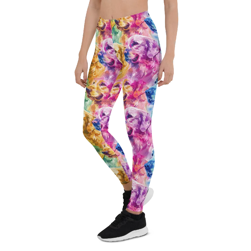 Yoga Pants with Pockets -Watercolor Golden Retriever Leggings